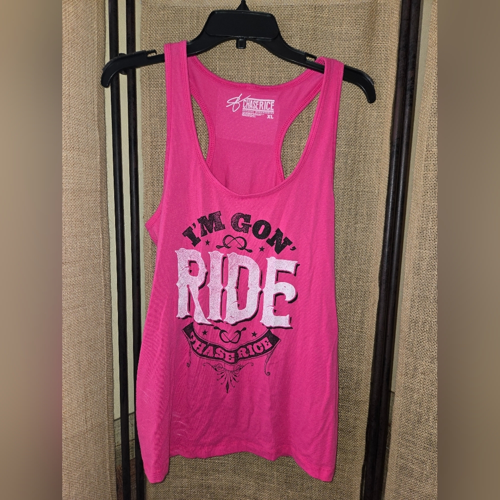 Chase Rice Official I'm Gon Ride Merch Pink Graphic Tank Top Size Xl